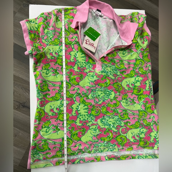 NWT Lilly Pulitzer White Label Phipps Pink Fried Catfish PatternTerrCloth Polo - Picture 10 of 10